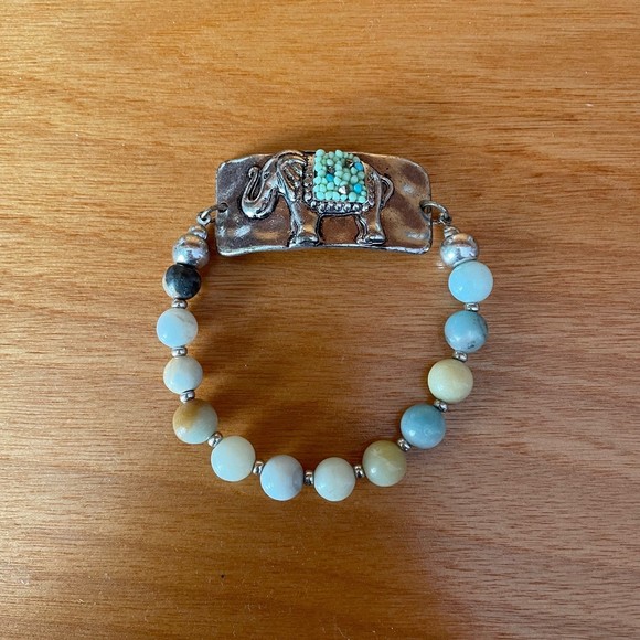 Mosaic Elephant Bohemian Stretchy Beaded Bracelet - Picture 1 of 4